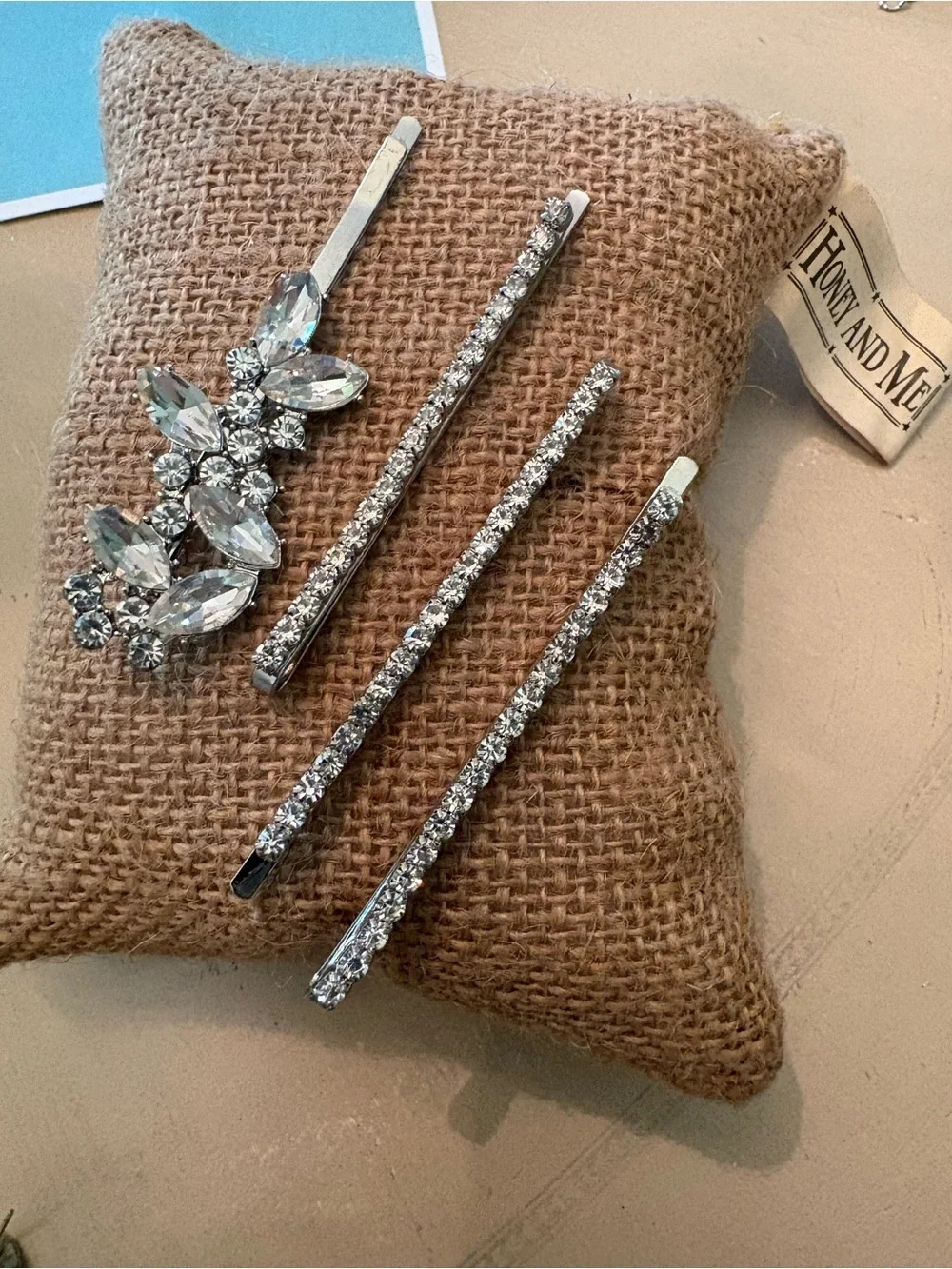 Crystal Rhinestone Hair Clip Set - Silver Clear